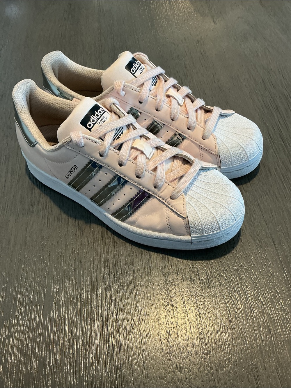 Adidas Superstar Pink Tint Metallic Silver Shell Toe Sneaker FW5014 Size 7